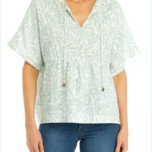Wonderly Leaf Pattern Blouse - Mint Green